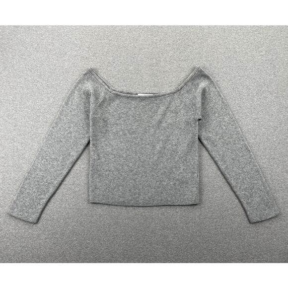 WAYF Sweater Womens L Gray Off Shoulder Ribbed Knit Top Minimalist Soft Capsule - Picture 9 of 9